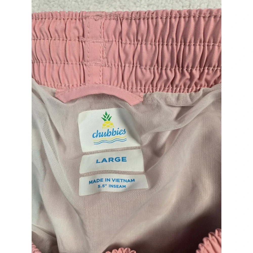 Chubbies‎ Mens Swim Trunks Large Pink Blue Striped 5.5 Inch Inseam Mesh Lined